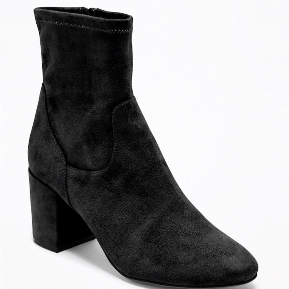 Suede black booties